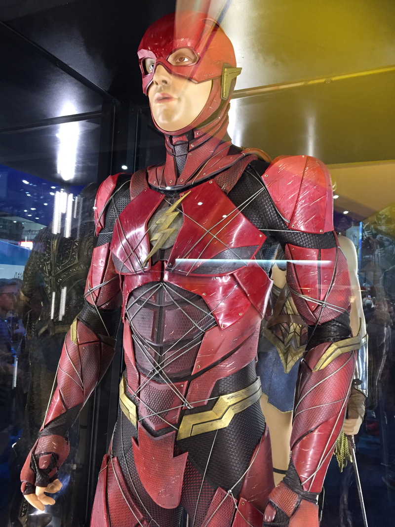 The Flash’s costume is actually the one worth paying the closest attention to, as it’s less a single piece of armor like most of the other leaguers’ and actually a dense bodysuit plated with disconnected pieces of armor, allowing for maximum flexibility while in motion. The plates are also tethered to one another by a network of flexible fibers.